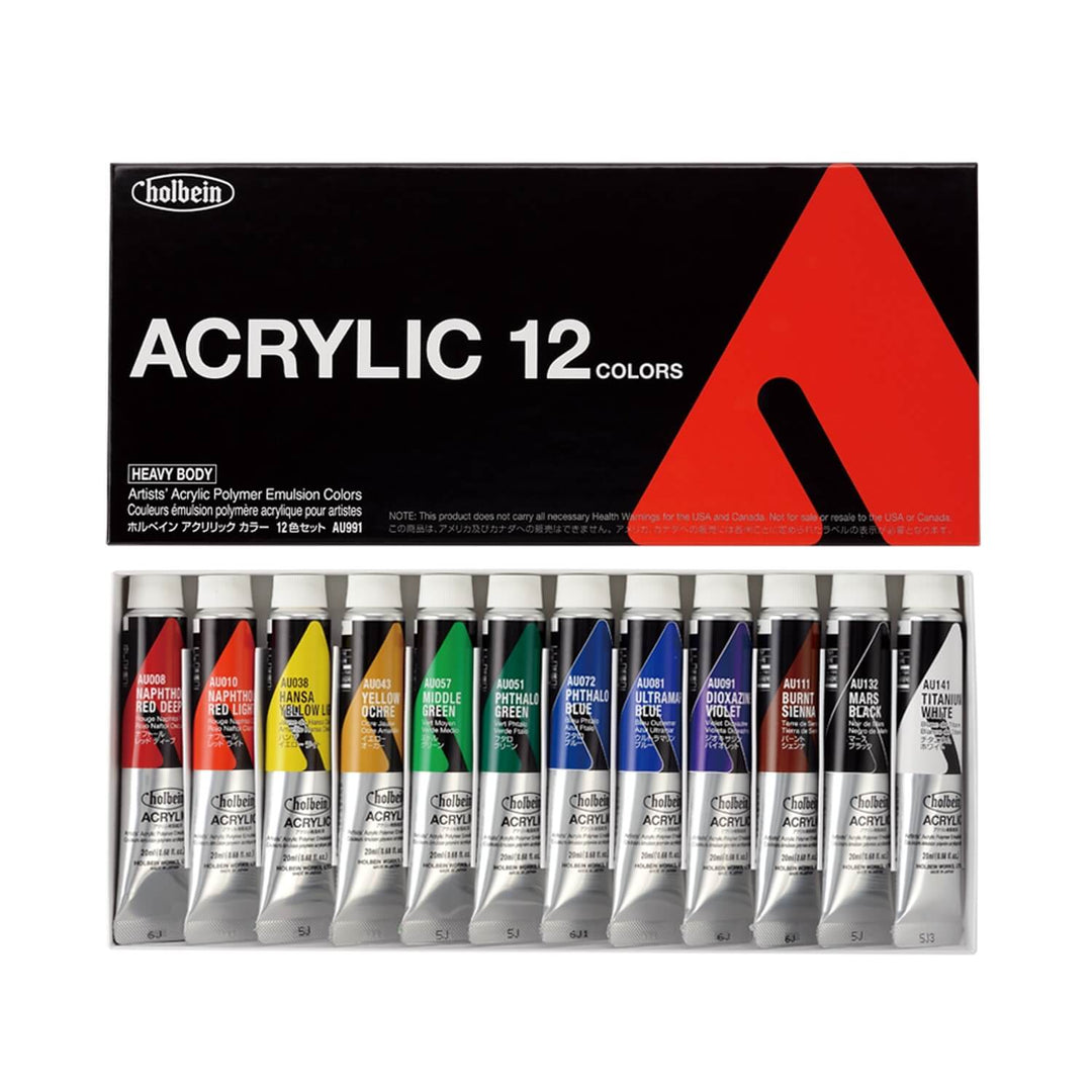 アクリル絵具 アクリリックカラー20ml 12Cセット au991