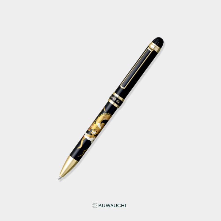 プラチナ万年筆 ダブルアクション「近代蒔絵」多機能ボールペン龍に稲妻　全体像です。