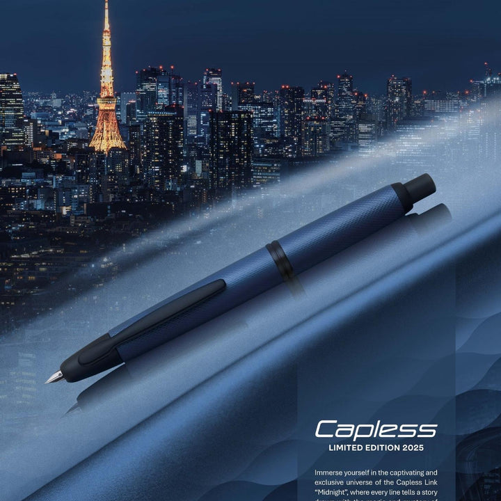 bパイロット＜PILOT PRO SHOP>2025年 限定キャップレス 万年筆 Link Midnight（リンクミッドナイト）