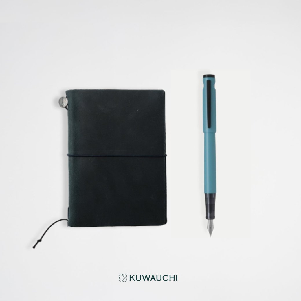 旅する文具セット(トラベラーズノート＆ライティブ)万年筆（ターコイズ）セットです。