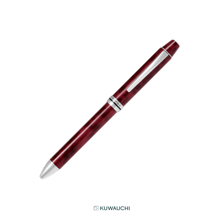 パイロット　多機能ボールペン4+1（フォープラスワン）リッジ　軸色はブラック＆レッド全体像です。