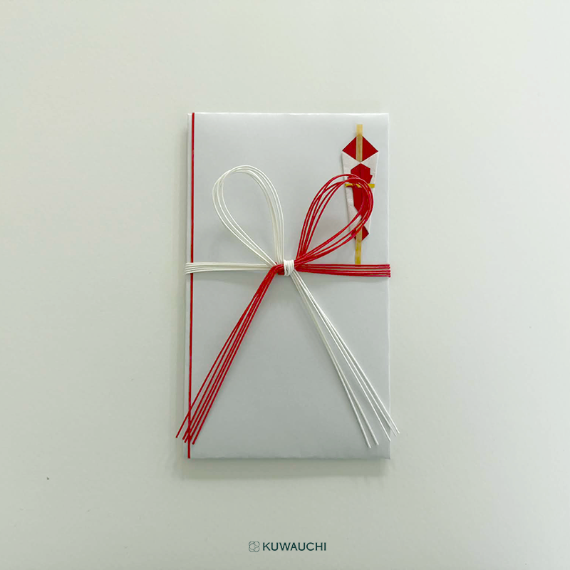 祝儀袋 たとう折金封赤白5本花結び　無地　中袋付き