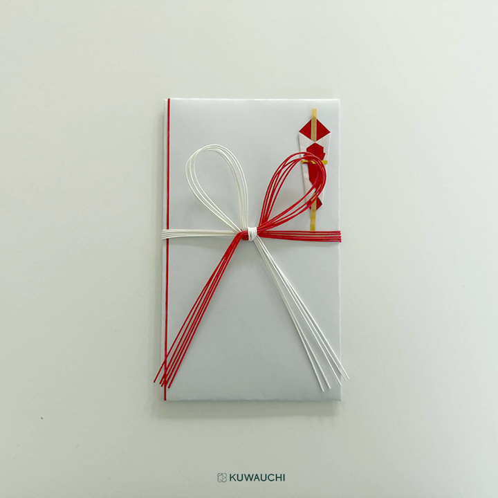 祝儀袋 たとう折金封赤白5本花結び　無地　中袋付き