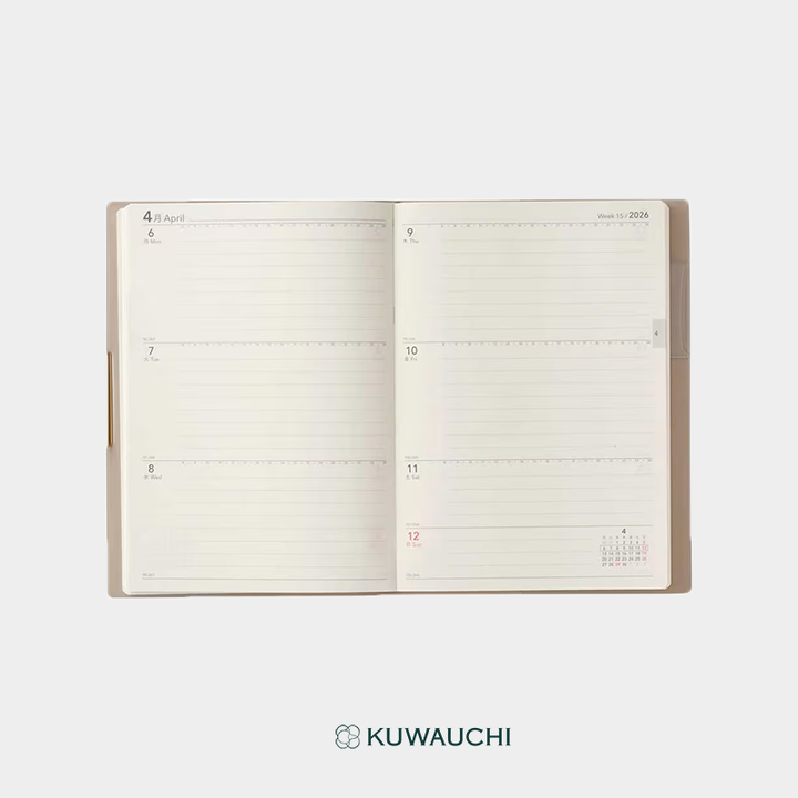 2026年4月始まり　NOLTY　ウィークリー手帳　エクリPlus（9863）  B6サイズ　ウィークリーページです。