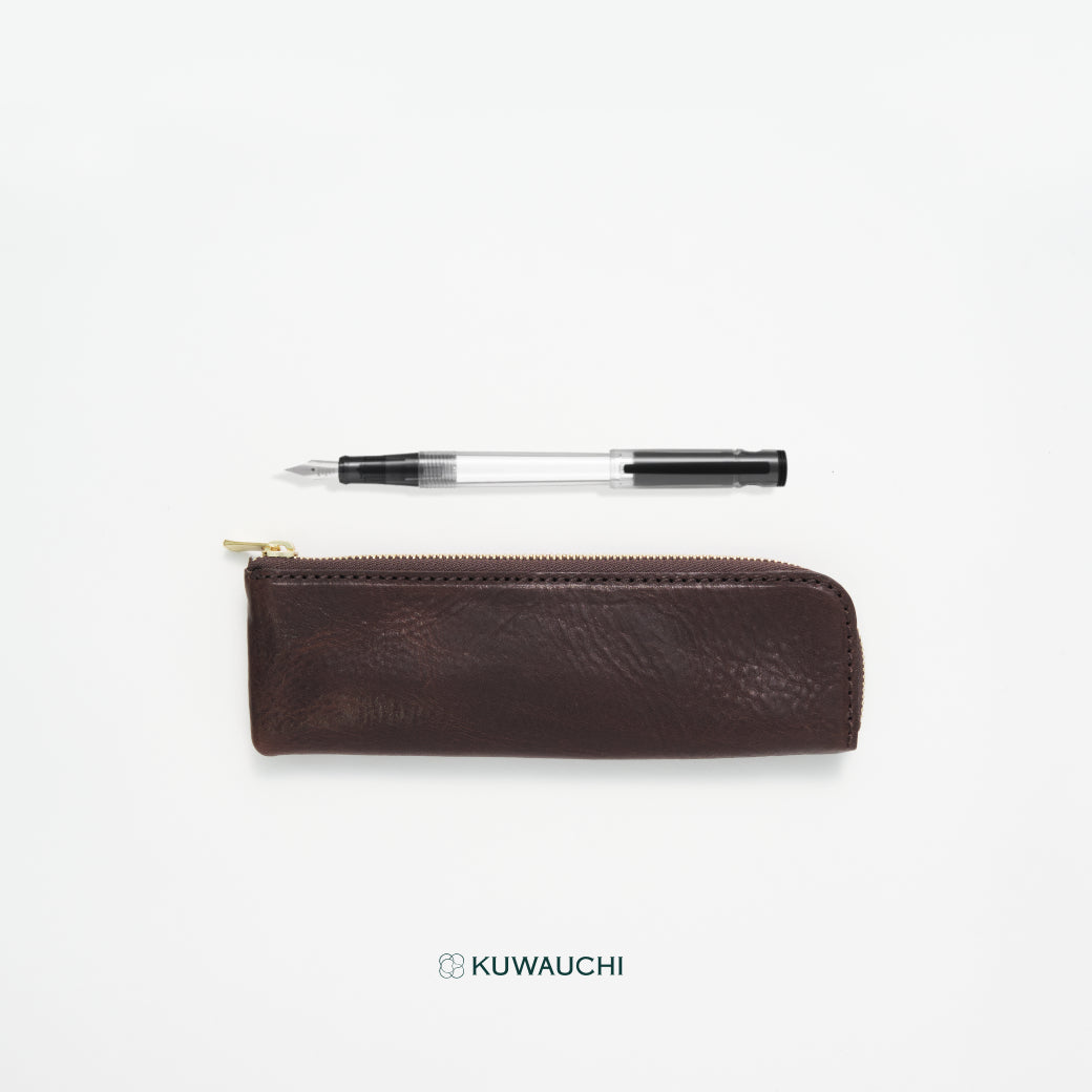 ペンケース：ダークブラウン、ペン：ノンカラー