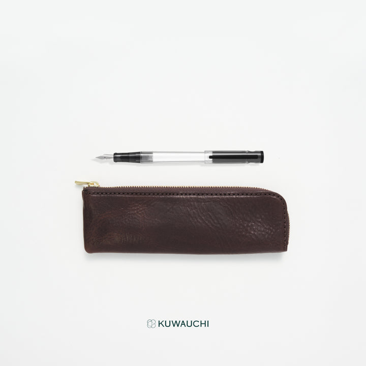 ペンケース：ダークブラウン、ペン：ノンカラー
