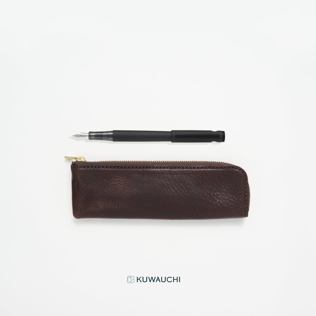 ペンケース：ダークブラウン、ペン：ブラック