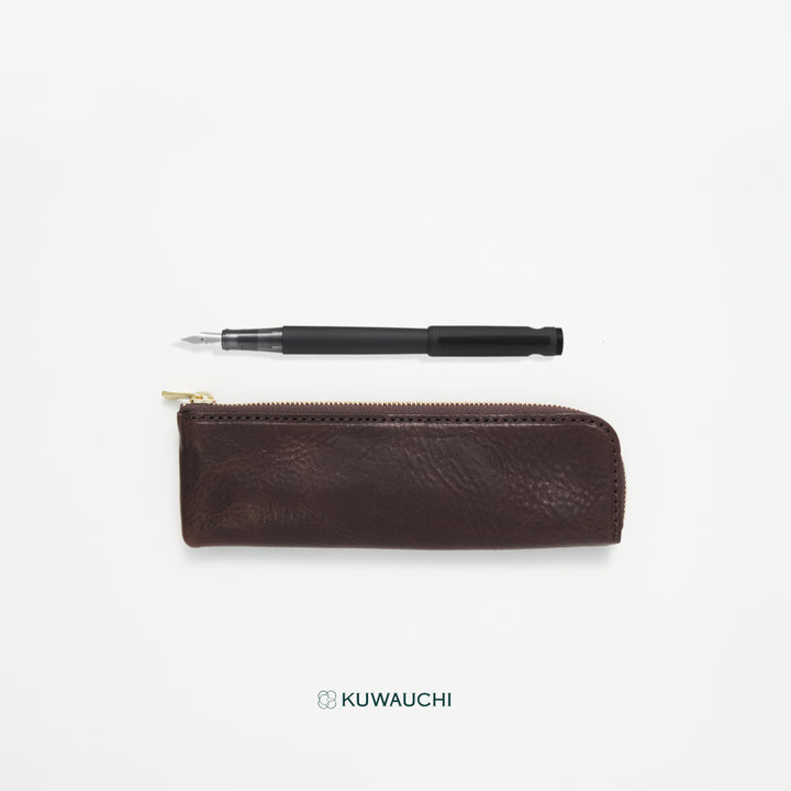 ペンケース：ダークブラウン、ペン：ブラック