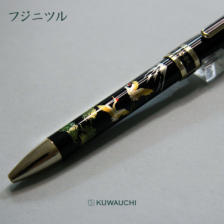 プラチナ万年筆 多機能ボールペン「ダブルアクション」近代蒔絵フジニツル柄詳細です。