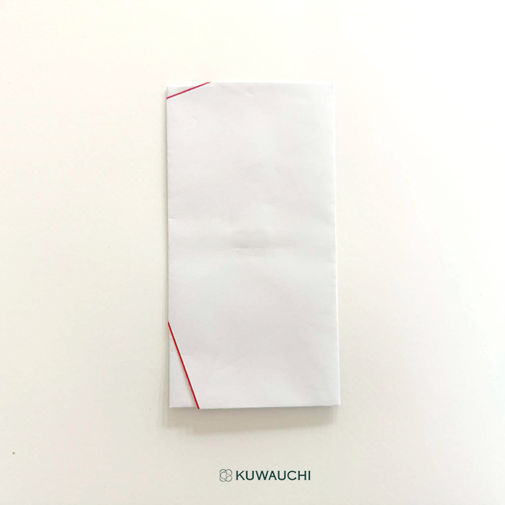 祝儀袋 たとう折金封赤白耳金銀「御祝」の中袋です。一般的に中袋中央に贈る金額を記載します。但し、少額の場合は裏に記載のこともあります。